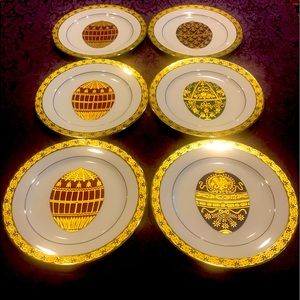 Six Plates with Faberge Style Egg Design